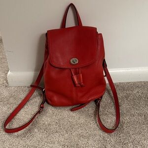 Coach Park Pebbled Leather Turnlock Leather Backpack